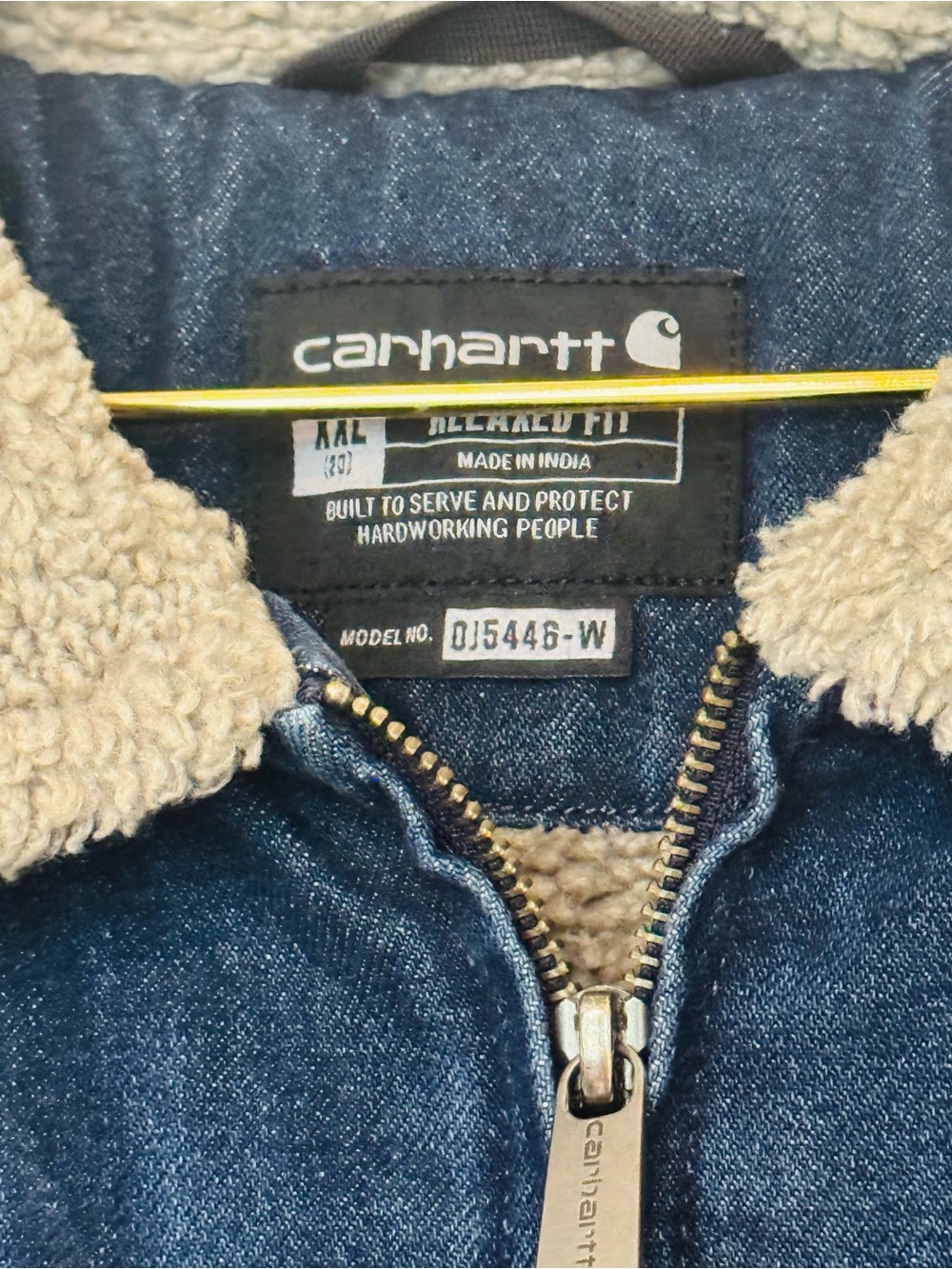 Woman’s Carhartt Blue Denim Sherpa Collar Work Jacket - Picture 4 of 9